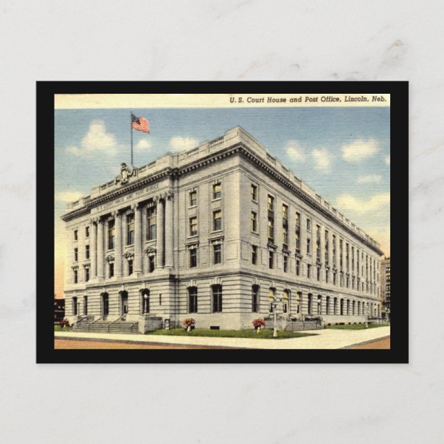 Post Office, Lincoln Nebraska Vintage Postcard (Front)