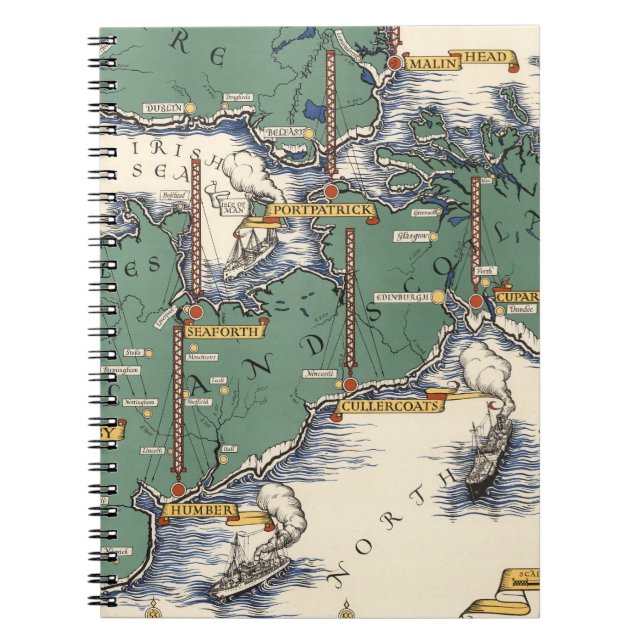 Post Office Wireless Stations Map, Great Britain Notebook (Front)