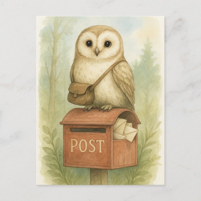 Post Owl Mail Bird Wild Animals Postcard (Front)