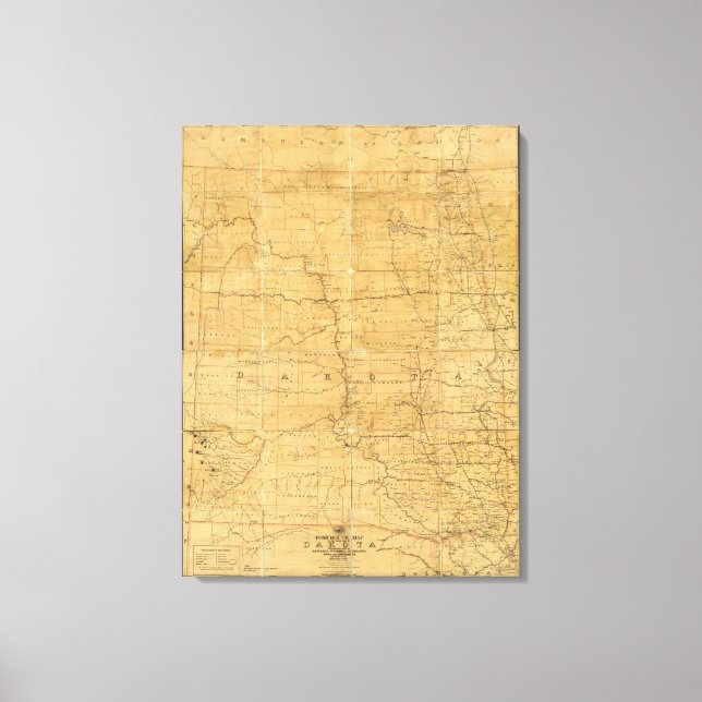Post route map of the Territory of Dakota Canvas Print (Front)