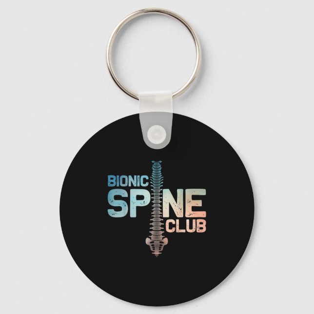 Post Spine Surgery Art For Men Women Bionic Spine  Key Ring (Front)