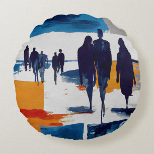 Post-Storm Wanderers – Abstract Figures Round Cushion