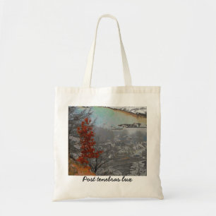 "Post tenebras lux" bag with autumn landscape