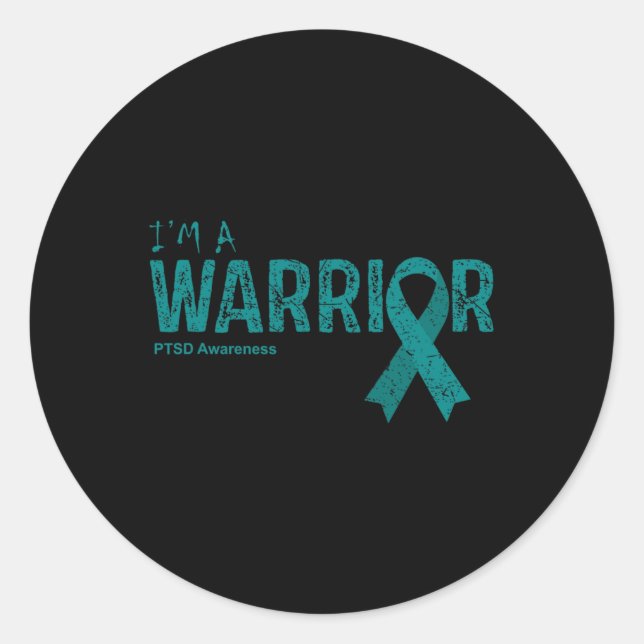 Post Traumatic Stress Disorder Awareness Warrior  Classic Round Sticker (Front)