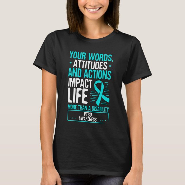 Post Traumatic Stress Disorder Month Teal Ribbon T-Shirt (Front)