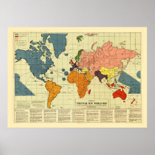 Post War World Map (1942) Poster