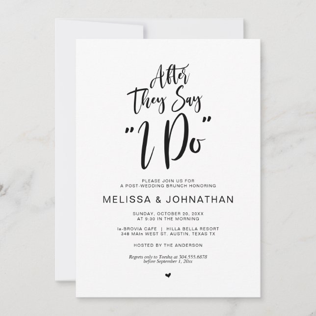 Post wedding, after they say i do, black script invitation (Front)