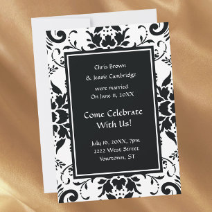 Post wedding announcement party invitation damask