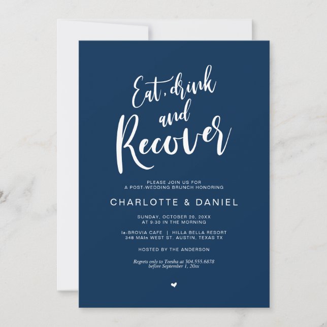 Post wedding Brunch, Eat, Drink and Recover Invita Invitation (Front)
