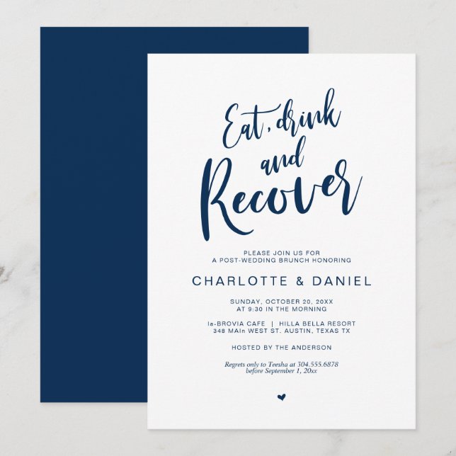 Post wedding Brunch, Eat, Drink and Recover Invitation (Front/Back)