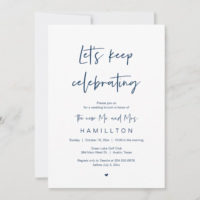 Post wedding Brunch, Let's keep celebrating Invita Invitation (Front)