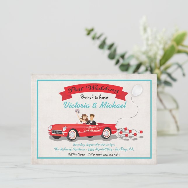 Post Wedding Brunch Reception car Invitation (Standing Front)