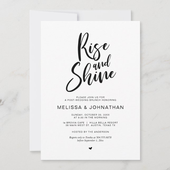 Post wedding Brunch, Rise and Shine Invitation (Front)