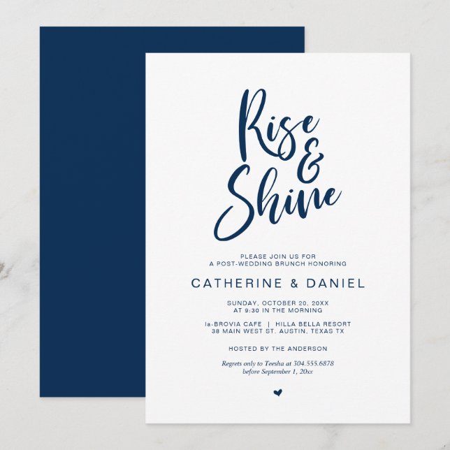 Post wedding Brunch, Rise and Shine Invitation (Front/Back)