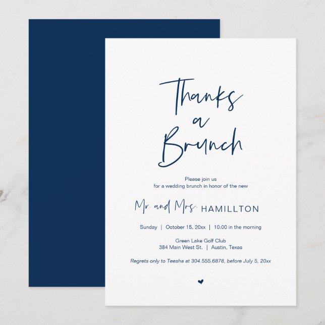 Post wedding Brunch, Thanks a Brunch Invitation (Front/Back)