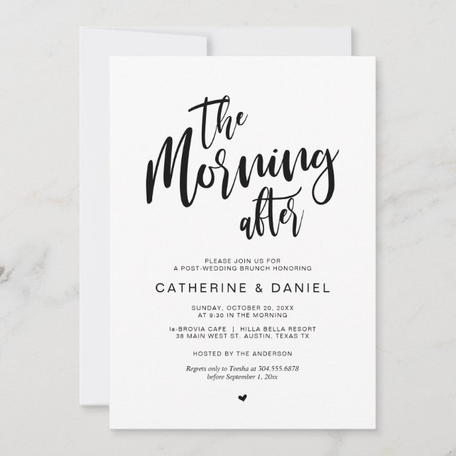 Post wedding Brunch, the morning after Invitation (Front)