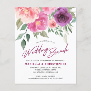 Post Wedding Brunch Watercolor Rose Peonies Budget Flyer
