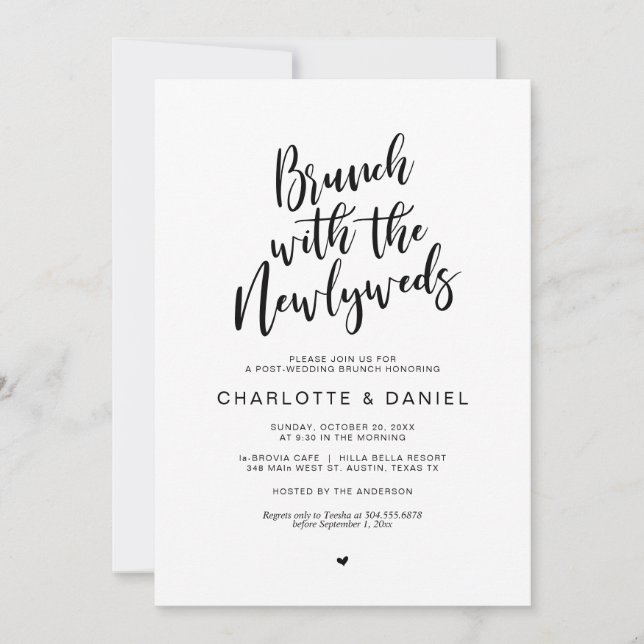 Post wedding, Brunch with the newlyweds, Black Inv Invitation (Front)