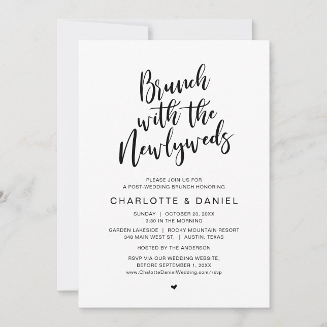 Post wedding, Brunch with the newlyweds, Elopement Invitation (Front)