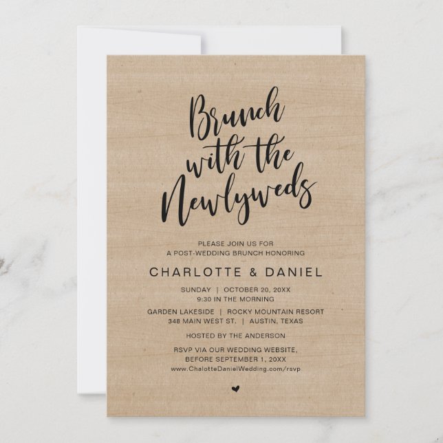 Post wedding, Brunch with the newlyweds, Elopement Invitation (Front)