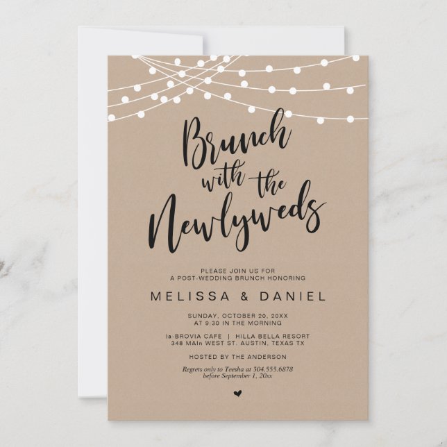 Post wedding, Brunch with the newlyweds, Kraft Invitation (Front)