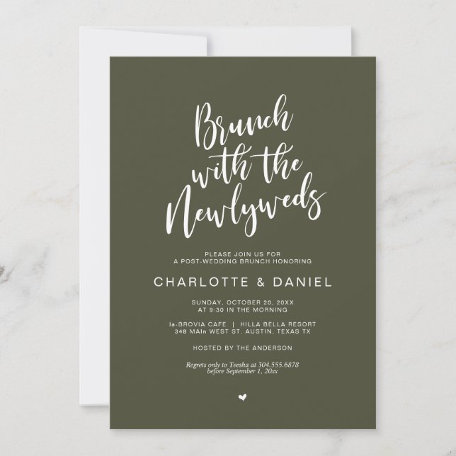 Post wedding, Brunch with the newlyweds, Olive Invitation (Front)