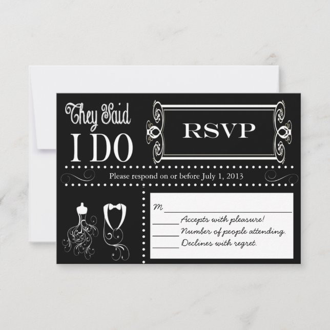 Post Wedding Chalkboard RSVP Card (Front)