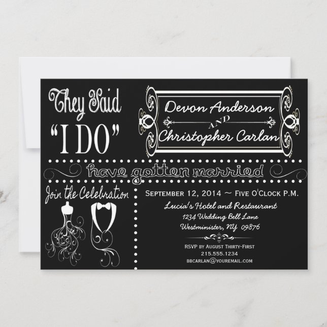 Post Wedding Chic Chalkboard Invitation (Front)