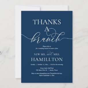 Post wedding elopement, Thanks a Brunch, Navy Blue Invitation
