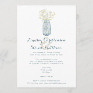 Post Wedding Invitation   Mason Jar, Babies Breath