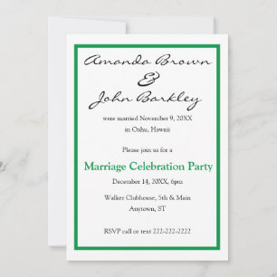 Post Wedding Marriage Celebration Party - greeen Invitation