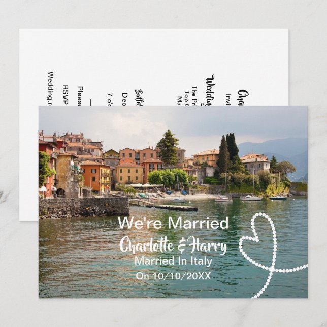 Post Wedding Reception Party Married In Italy Invitation (Front/Back)