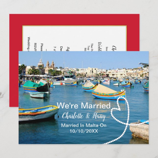 Post Wedding Reception Party Married In Malta Invitation (Front/Back)