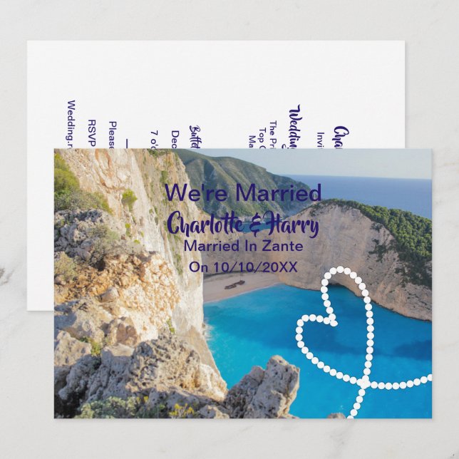 Post Wedding Reception Party Married In Zante Invitation (Front/Back)