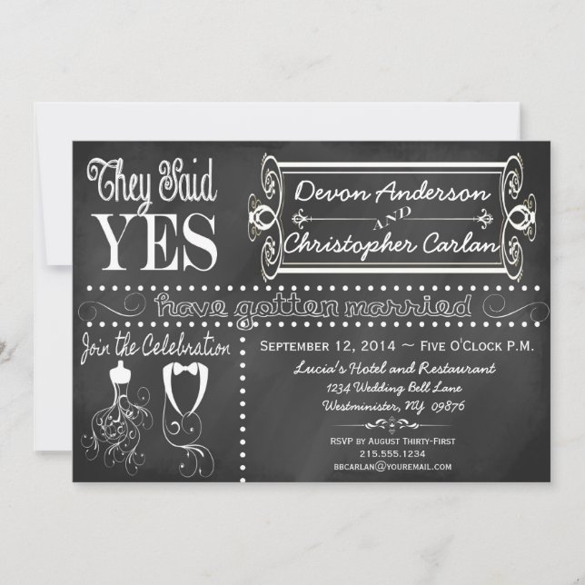 Post Wedding Trendy Chalkboard Invitation (Front)
