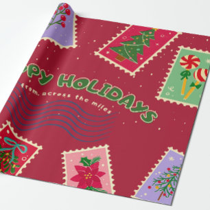 Postage christmas wrapping paper