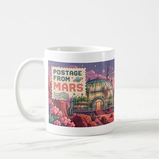 Postage From Mars Pixel Art Mug (Left)