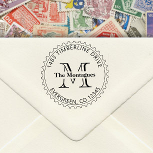 Postage Stamp Border Round Return Address Stamp
