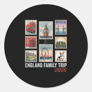 Postage Stamp England Family Trip 2026 London Eye Classic Round Sticker