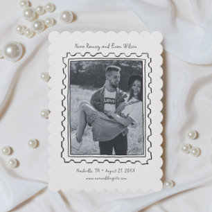 Postage Stamp Hand Drawn Save The Date Card