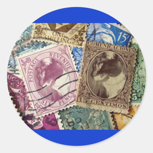 Postage Stamp Lucy Classic Round Sticker (Front)