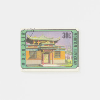 Postage stamp mongol-shuudan with pagoda post-it notes
