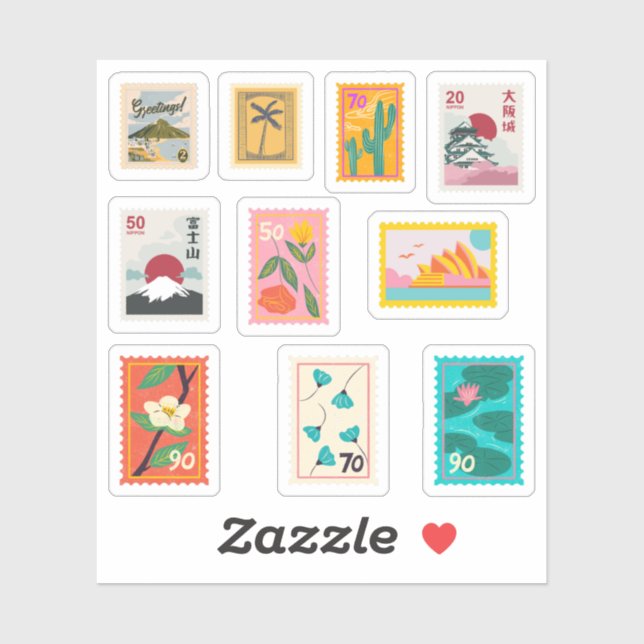Postage Stamp Stickers (Sheet)