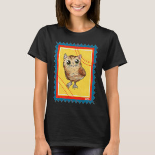 Postage Stamp Surreal Cat Owl T-Shirt