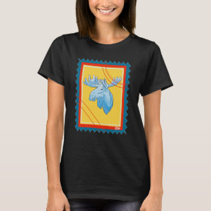 Postage Stamp Wild Animal Snow Moose T-Shirt