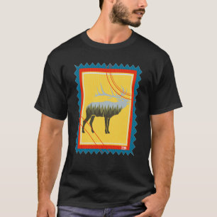 Postage Stamp Wild Elk Animal Nature Moose T-Shirt