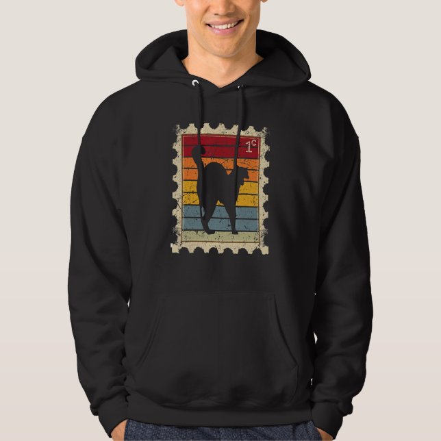 Postage Stamp With A Sunset Cat Hoodie (Front)