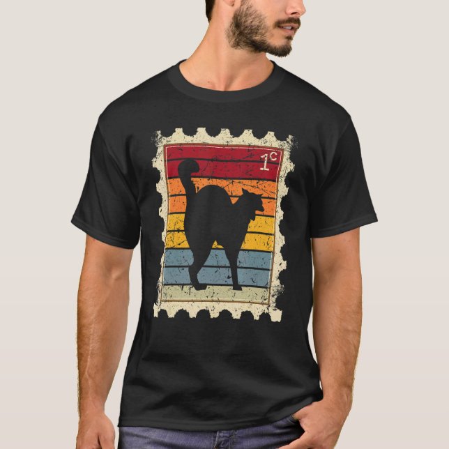 Postage Stamp With A Sunset Cat T-Shirt (Front)