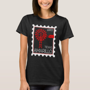 Postage Stamp With An Old Wind Turbine In Amarillo T-Shirt