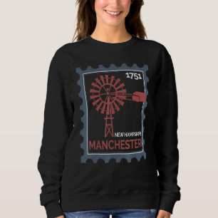 Postage Stamp With An Old Wind Turbine In Manchest Sweatshirt